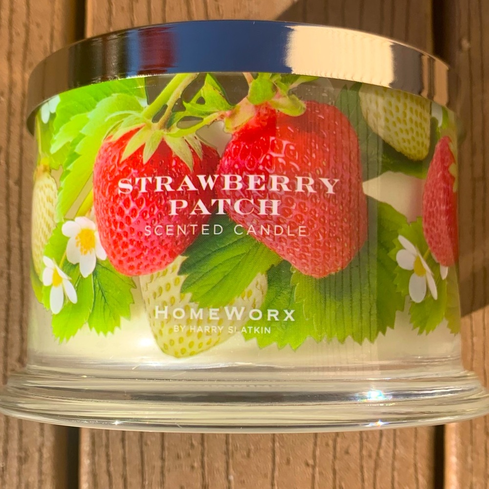 🆕HARRY SLATKIN HOMEWORX STRAWBERRY PATCH 4 WICK, 18oz CANDLE NWTS!!